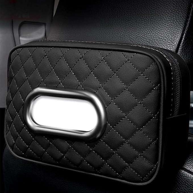 Car Tissue Holder Black | Extra Large Capacity car Tissue Box can Hold 130-180 tissues per Box, Size: 7.9"x5.1"x2.4" by VOJKOREL