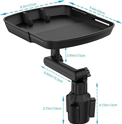 Kelofam Larger Cup Holder Tray, 10 inch Car Food Tray for Eating, Detachable 3 in 1 Car Cup Holder Expander and 360° Rotating Car Cup Holder Tray Table with Phone Holder, Road Trip Essentials - Image 3