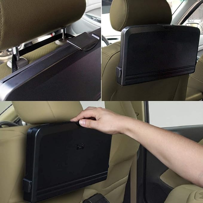 VaygWay Foldable Car Food Tray Holder Multi- Functional Portable Auto Food and Drink Tray – Black Eating Organizer Backseat Car Tray – Kids Table Holder Desk- Laptop, Meal (1 Pk Black) - Image 3
