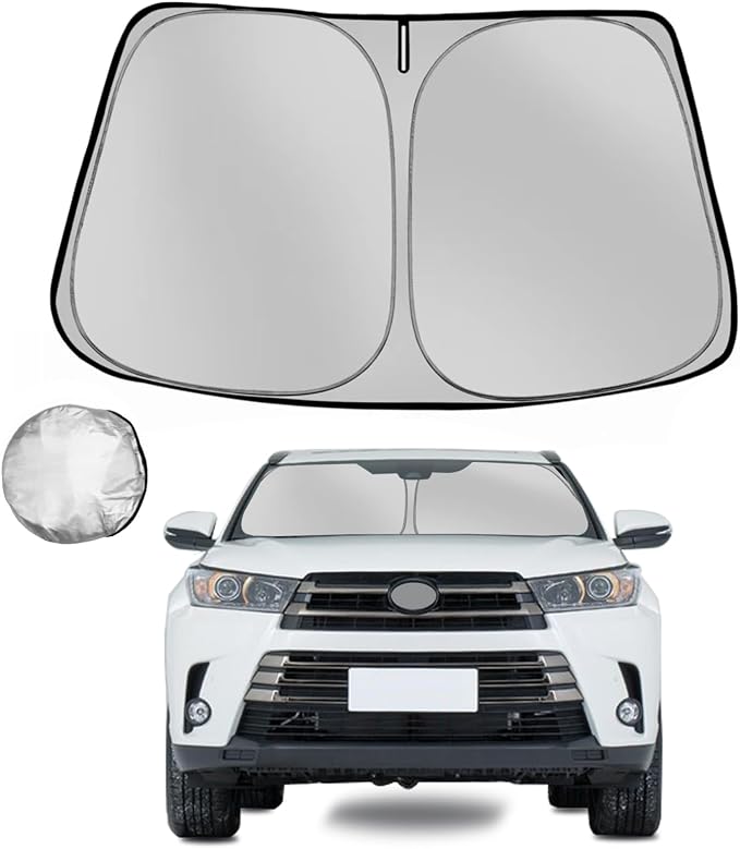 Windshield Sun Shade for 2014-2019 Toyota Highlander SUV Foldable Sun Sunshade for Car Front Window Blocks UV Rays and Heat Automotive Interior Protector Custom Fit Accessories by Fonowka