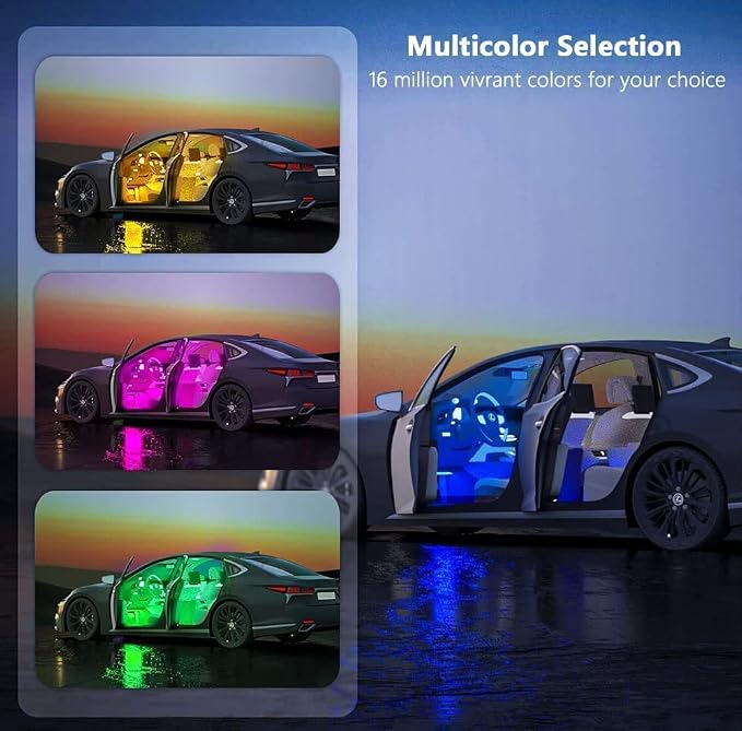 4PCS Car Interior LED Lights, 48LED RGB 12V Under Dash Lighting Kit | Remote Control, Multicolor Music Sync and Sound Active Neon Accent Light Strips for Car Interior - Image 3