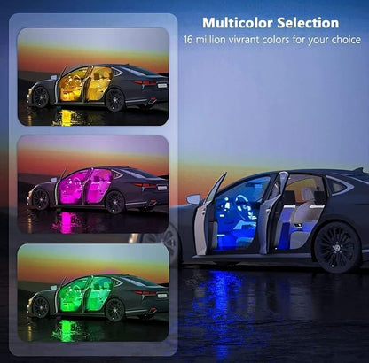 4PCS Car Interior LED Lights, 48LED RGB 12V Under Dash Lighting Kit | Remote Control, Multicolor Music Sync and Sound Active Neon Accent Light Strips for Car Interior - Image 3