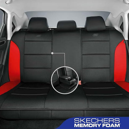 Skechers Memory Foam Car Seat Covers, Lycra Fabric Seat Covers &Thick Memory Foam, Car Seat Cover Full Sets, Airbag Compatible, Automotive Comfort Protection for Most Cars,Trucks, SUVs, Red - Image 3
