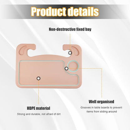 Dickno Car Steering Wheel Desk, Multipurpose Auto Steering Wheel Tray with Drink Holder, Steering Wheel Food Tray for Eating, Universal Vehicle Travel Accessories for Constant Travelers (Beige) - Image 3