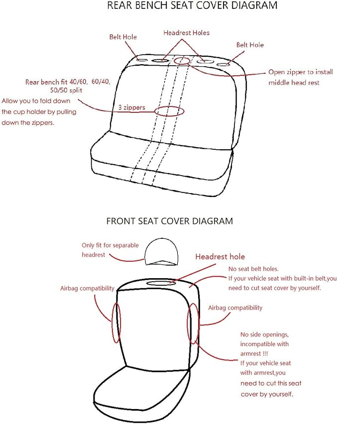 Flying Banner Car Seat Covers Front Seats Rear Bench Polyester car seat Protectors Easy installations Rear Bench Split Classic Man Lady Truck (Full Set - Low Back, Black Purple)… - Image 6