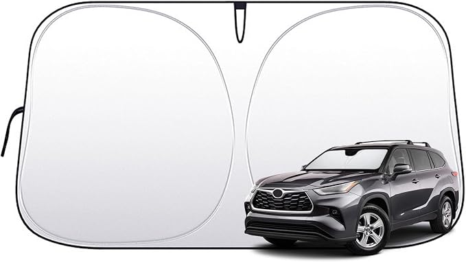 Windshield Sun Shade for Toyota Highlander 2020-2026 Front Window | Windshield Sunshield, Foldable Automatic Car Sunshade with Steering Wheel Cover, UV Protection Keeps Car Cooler by Bocvam