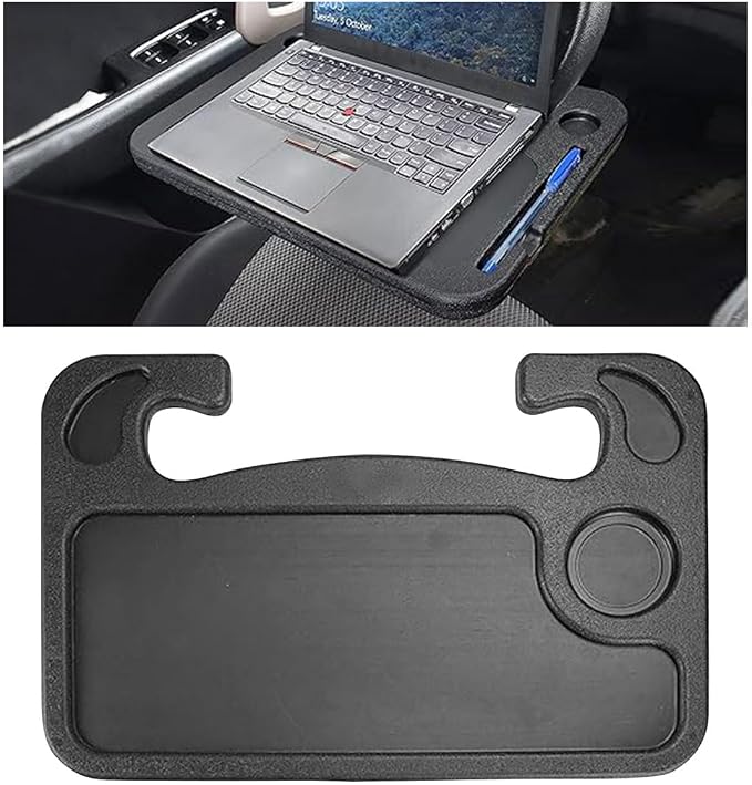 GLSOWEE Car Steering Wheel Tray, Computer Office Car Table Tray, Black | Auto Steering Wheel Desk for Eating Working, Multipurpose Car Desk Travel Accessories for Most Vehicles Steering Wheel by GLSOWEE