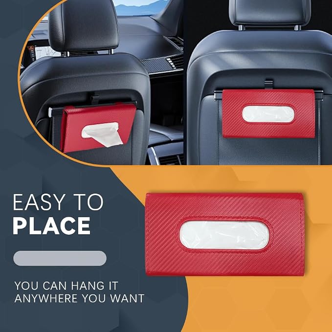 ASUBHA Car Tissue Holder, Sun Visor Organizer, Rectangular Sun Visor Napkin, Visor Accessories Car Napkin Holder Universal for Cars, SUVs, Trucks (red) - Image 4