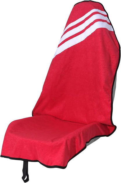 Sweat Towel Car Seat Cover Protector Front Seats for Gym Workout, Running, Swimming, Beach and Hiking, Waterproof Universal Seat Cover for Car, Trucks, Van & SUV (1, FSH-RED/White, Front) by Unknown