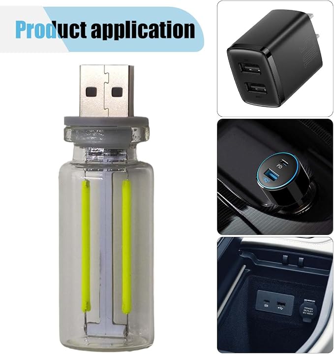 USB LED Interior Atmosphere Light, Plug-in USB Ambient Retro Lighting, Mini LED Car Interface Charging Night Light for Bedroom, Hallway (Green) - Image 5