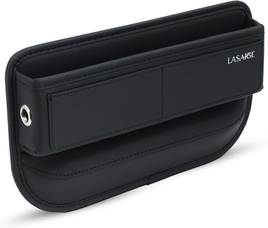 Car Seat Gap Filler Organizer (Black) -Soft PU Leather Car Seat Gap Filler Organizer - Gap Filler For Car w/ Pockets & Large Compartment - Slip-Resistant Between Seat and Center Console by Unknown