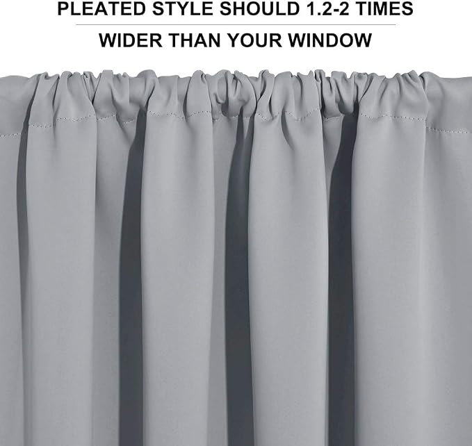 RYB HOME Cafe Blackout Curtains 24 inch Length for RV Camper Kitchen Window | Temperature Regulating,Light UV Blocking,Privacy Protection,Short Small Half Window Tiers,W42 x L24,Silver Grey,2 Panels - Image 5