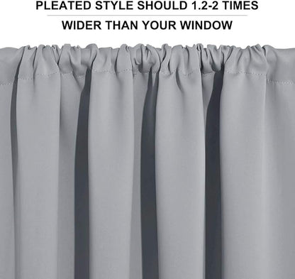 RYB HOME Cafe Blackout Curtains 24 inch Length for RV Camper Kitchen Window | Temperature Regulating,Light UV Blocking,Privacy Protection,Short Small Half Window Tiers,W42 x L24,Silver Grey,2 Panels - Image 5