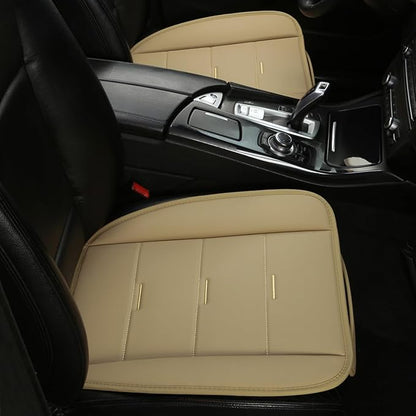 West Llama Bottom Seat Covers, Include 1 Pair Front Seat Protector and 1 Rear Seat Cover, Universal PU Leather Seat Covers for 90% Cars (Beige) - Image 3