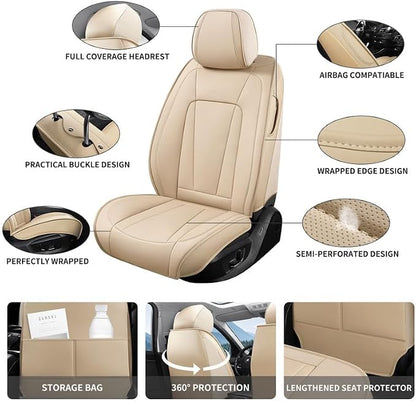 Front Seat Covers Custom Fit for Kia NIRO 2017-2026,Beige | Luxury Faux Leather, Waterproof, Anti-Slip, Airbag Compatible, Breathable, Car Seat Protectors, 1 Row 2 Seats - Image 2