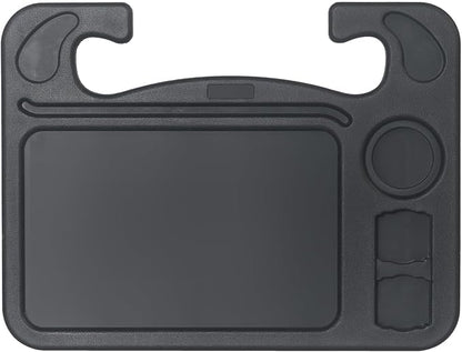 4 in 1 Car Steering Wheel Tray with Dual Sauce Dip Holder and Tablet Holder,Car Table Food Trays for Eating,Driver Desk Fit Most Auto Vehicle Steering Wheels (Black, Large) by LoyaGour