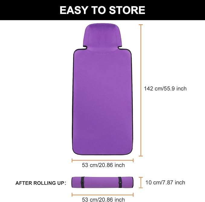 INFANZIA Waterproof Car Seat Cover Towel, Non-Slip Neoprene, Purple,1PCS | Carseat Protector Machine-Washable & Removable Universal fit SUV,Trunks, Absorbs sweat, for Gym/Yoga/Workout - Image 3