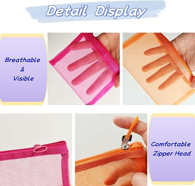 Small Mesh Zipper Pouch Bags for Purse & Small Mesh Pencil Pouches - Image 3