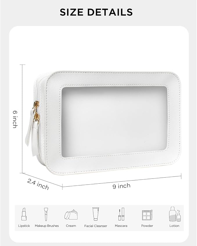 Clear Toiletry Bag,Portable Travel Makeup Pouch with Zipper, TSA Approved Organizer Sunscreen Bag Clear Makeup Toiletry Pouch Beach Vacation Essentials for Women Teen Girls (White) - Image 7