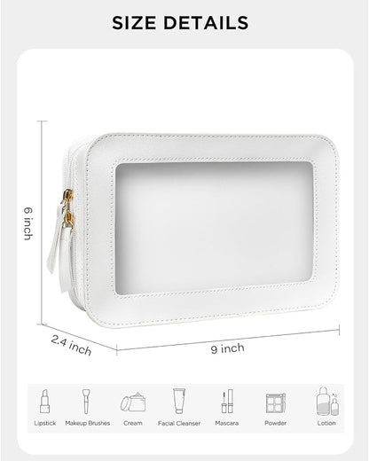 Clear Toiletry Bag,Portable Travel Makeup Pouch with Zipper, TSA Approved Organizer Sunscreen Bag Clear Makeup Toiletry Pouch Beach Vacation Essentials for Women Teen Girls (White) - Image 7