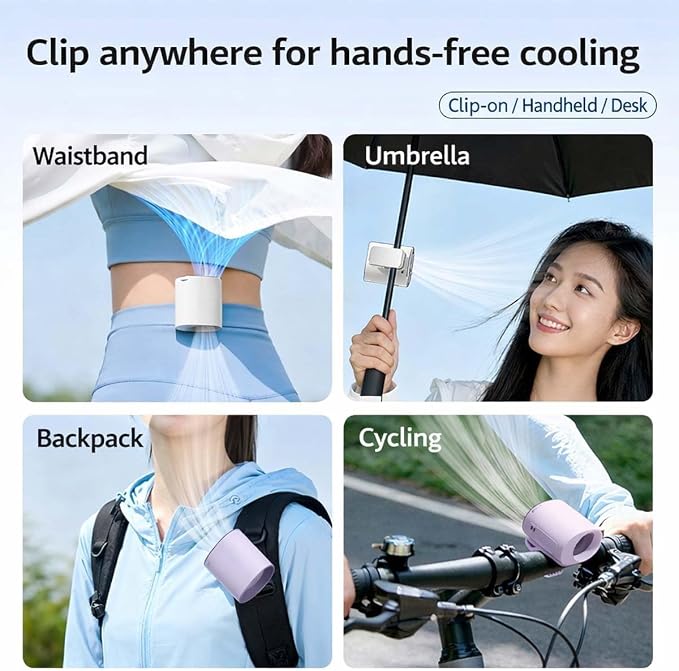 Car Air Conditioner Clip Fan with Semi-Cooling Technology, 2026 New USB Rechargeable Portable Fan, Mini Fan, Hands-Free Clip on Fan for Cars, Work, Camping (White) - Image 6
