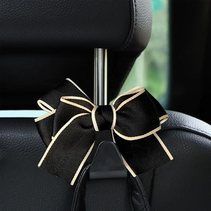 Mandark 2PCS Bow Car Headrest Hooks for Bags, White Line | PVC construction, clip-on installation keeps items off the floor, fits most cars, SUVs, and trucks, car interior accessories - Image 5
