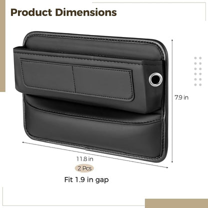 2 Pcs Car Seat Gap Filler Organizer, Universal Premium Leather Front Seat Side Organizer, Gap Filler for Car, Leather Car Storage Box with Multi-Pocket Design for Car Truck - Image 2