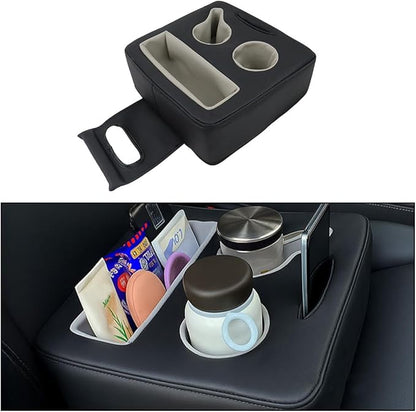 Car Back Seat Cup Holder, Leather Non-Slip Vehicle Rear Seat Drinks Tray Storage Organizer, Automotive Backseat Cup Holder Tray Expander, Universal for SUV Automobile Truck by Unknown