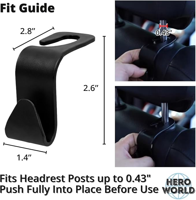 Car Headrest Hooks 2 Pack Seat Back Hanger for Bags and Groceries Heavy Duty Auto Organizer Easy Install Storage Hook for Purse Handbag Shopping Bags (Pink Bow) - Image 4