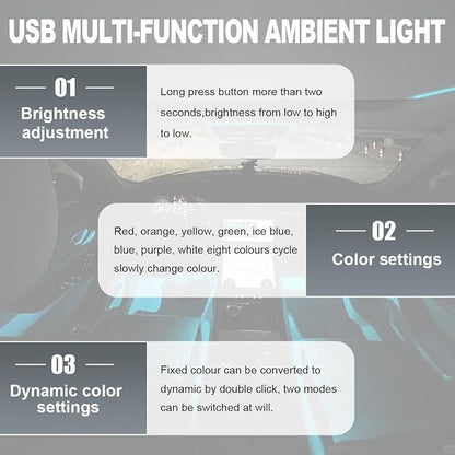 2 PCS USB Type C LED Ambient Light, 8 Color Car RGB USB LED Decoration Night Lamp, Interior Mini Adjustable Brightness Atmosphere Light, Universal Vehicle Interior Accessories - Image 5