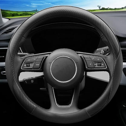 YHONGJT Soft Microfiber Leather Anti-Slip Car Steering Wheel Cover, Universal Fit 15 Inch for Women Girls, Fit Vehicles, Sedans, SUVS, Vans, Trucks - Black - Image 3