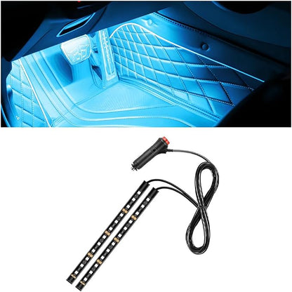 Car LED Strip Light, 12V 24 LED Vehicle Under Dash Neon Ambient Night Decor Lamp with Cigarette Lighter Plug, Automotive Interior Lighting Accessories, Universal for SUV Truck Sedan (Ice Blue) by Ywdiml