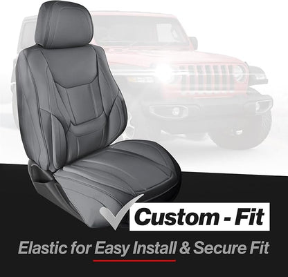 Coverland Custom SUV Car Seat Covers for 2020-2025 Subaru Outback | Premium Waterproof Faux Leather Non-Slip Memory Foam Airbag Compatible Custom Fit Interior Protector [Front Seat-Dark Gray] - Image 2