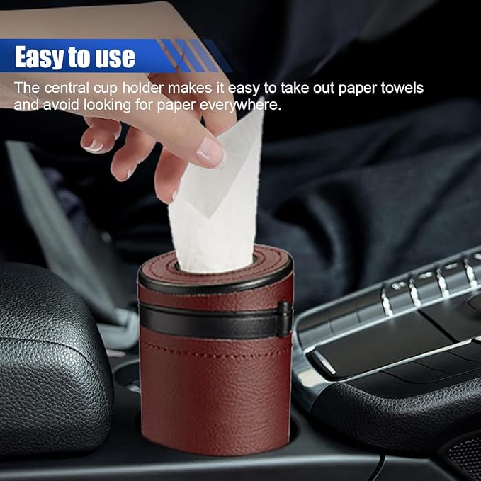 Car Tissues Holder, Multifunctional Tissue Cylinder Boxes, Car Tissues Canned, Travel Tissue Tubes, Car Box Container Fit for Car Cup Holder Home Bathroom Office (Wine Red) - Image 4