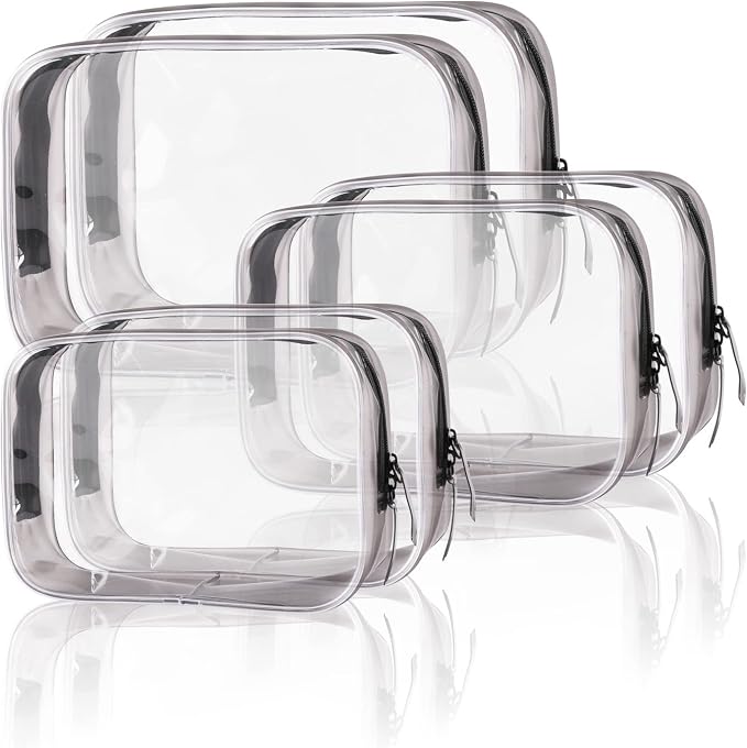 Buminee Clear Travel Bags for Toiletries, Lightweight Toiletry Bag, Multipurpose Transparent TSA Cosmetic Bag-6 Pack by Buminee