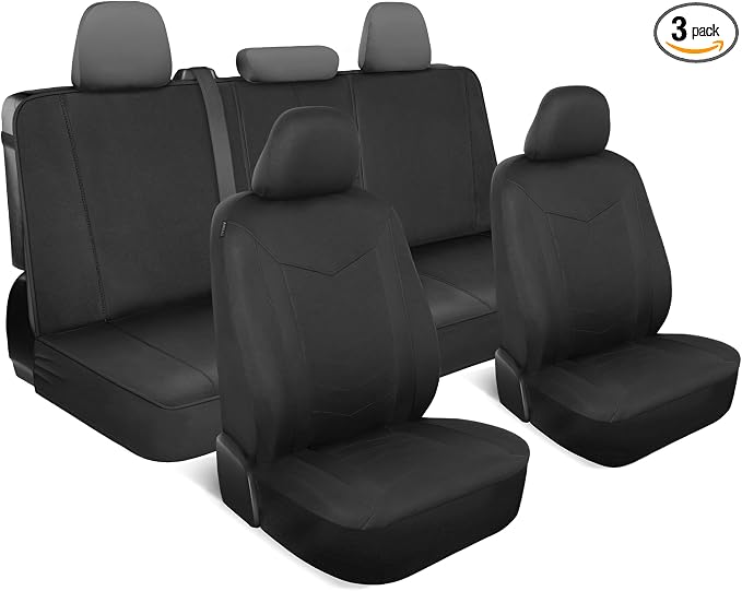 Motor Trend Neoprene Waterproof Seat Covers for Cars, Trucks, & SUV – Black Automotive Interior Protectors - Rear Split Bench Protector for Kids Dogs & Pets – Forros para Asientos de Carro by MotorTrend