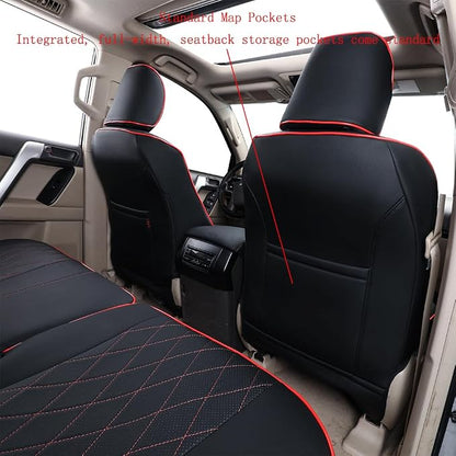 EKR Car Seat Covers Custom Fit for Toyota 4Runner(5 Seats) Full Set | for Toyota 4Runner 2003-2009(Manual Front Seats)Airbag Compatible,Pet-resistant,Faux Leather(Black with Red Piping) - Image 3