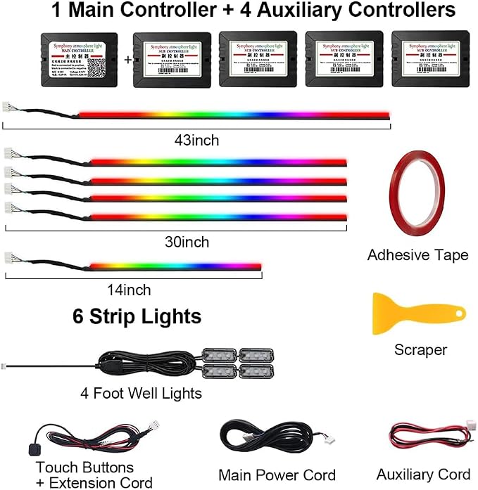 Acrylic Interior Car LED Strip Light, Dreamcolor 10-in-1 RGB Ambient Lighting with APP, 16 Million Colors 175in 600LED Music Sync Lights for Night Driving, Home, Camping & Gift Decor - Image 7