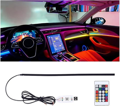 Car Interior LED Strip Light, Flexible Acrylic RGB Ambient Neon Light with Wireless APP & Remote Control, Music Sync Auto Internal Atmosphere Lamp Strip, Universal for Vehicles by Unknown