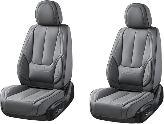 Coverado Seat Covers, Car Seat Covers Front Seats, Car Seat Cover, Car Seat Protector Waterproof, Car Seat Cushion Nappa Leather, Gray Seat Covers Carseat Cover Universal Fit for Most Cars by COVERADOAUTO