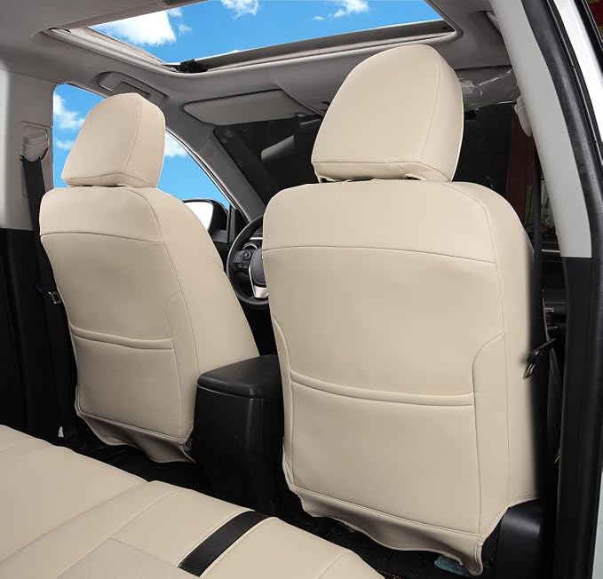 Custom Fit RAV4 Seat Covers - Waterproof Faux Leather for Toyota RAV4 2013-2018 (Beige) - Image 2