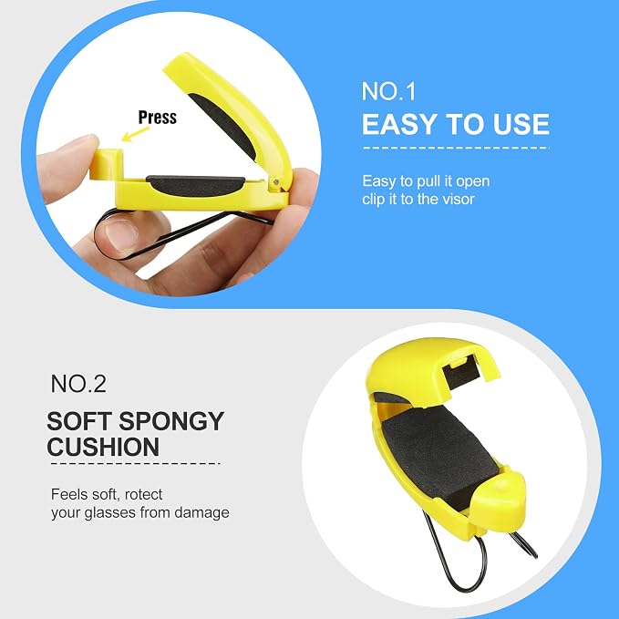 Frienda 5 Pcs Sunglasses Holder for Car Sun Visor Clip,Bright Color | Visor Clips for Eyeglasses, Securely Holds Glasses, Ticket Card Holder, Metal Shell Spring Clip, For Women Men Drivers - Image 4