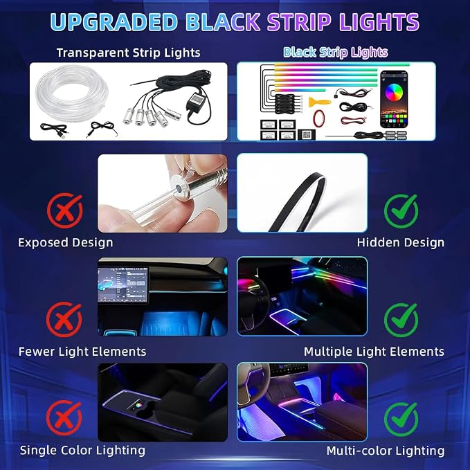 Acrylic Interior Car LED Strip Light, Dreamcolor 6-in-1 RGB Ambient Lighting with APP, 16 Million Colors 175in 600LED Music Sync Lights for Night Driving, Home, Camping & Gift Decor - Image 5