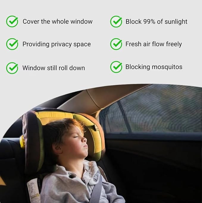 2 Pack Universal Car Rear Window Screen 25" x43'' for SUV, Pickup, Truck | Elastic Breathable UV Protection Car Window Cover for Camping Overnight Sleeping Baby Feeding Privacy Net for Ventilation - Image 2