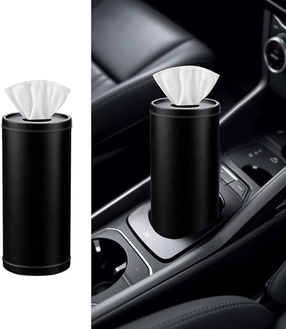 Car Tissues Cylinder, Cup Holder Car Tissue Box, Detachable Easy Cleaning Tissue Holder with 1 Pack Tissues, Black by Unknown