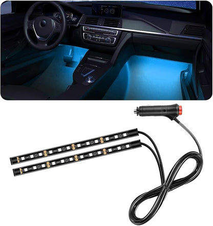povtii Car LED Strip Light, 24 LED RGB Auto Under Dash Interior Atmosphere Lights, Cigarette Lighter Decorative Lamp Ambient Night Light, Universal Lighting Kit Car Accessories (Ice Blue) by povtii