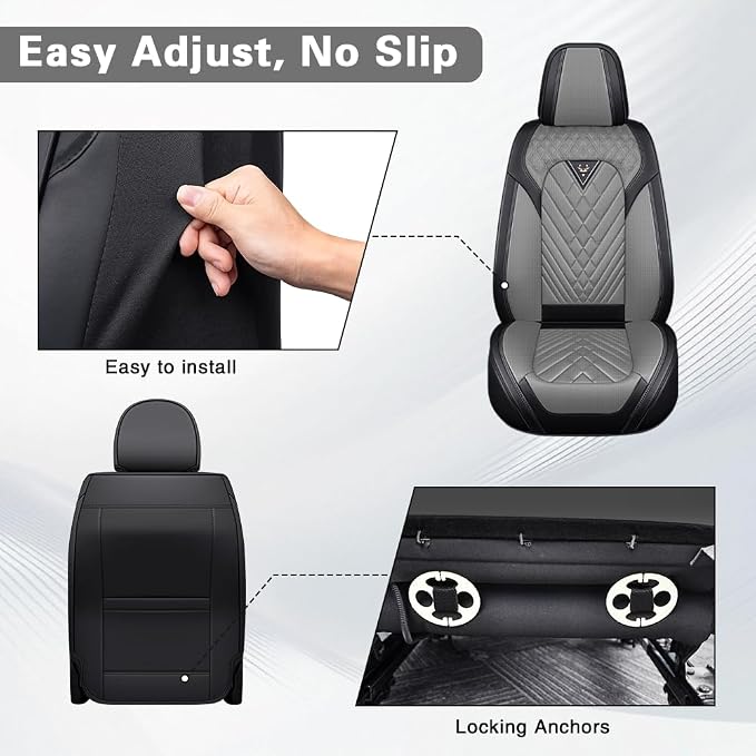 Fit for Toyota Crown Seat Covers 2023-2026,Premium Leather, 360° Full Protection, Thick Padding & Memory Foam, Waterproof & Stain-Resistant Car Seat Cover Front Set (2 Seat,Black&Gray) - Image 7