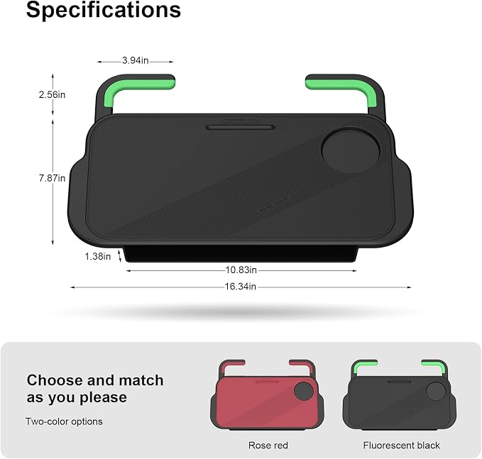 2-in-1 Car Steering Wheel Desk Tray & Car Seat Gap Filler Organizer – Silicone Look Table for Laptop, Eating Food, Writing – Work Road Trip Essentials Accessories (Black) - Image 8