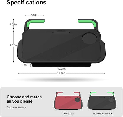 2-in-1 Car Steering Wheel Desk Tray & Car Seat Gap Filler Organizer – Silicone Look Table for Laptop, Eating Food, Writing – Work Road Trip Essentials Accessories (Black) - Image 8