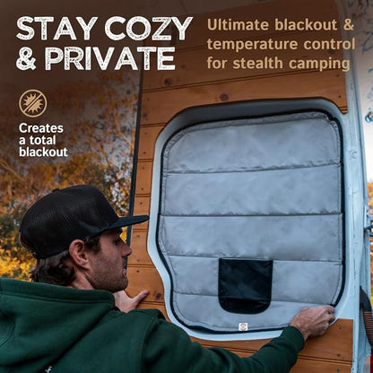 Living in a Bubble Insulated Blackout Rear Window Covers (Pair) for Mercedes Sprinter Van Year 2019-2026, VS30 (Full Metal Door - Bare Metal Frame) - Image 2